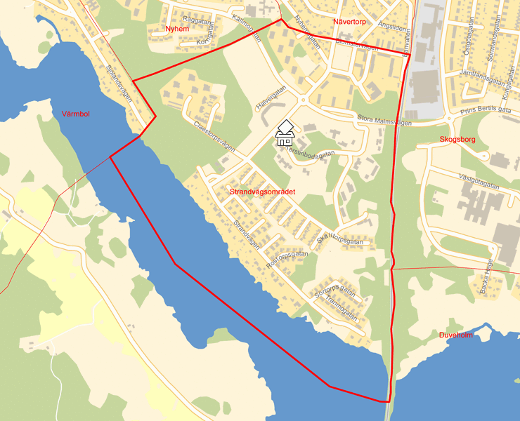 Karta över Strandvägsområdet