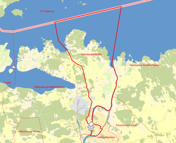 Karta över Holmberget-Mälby