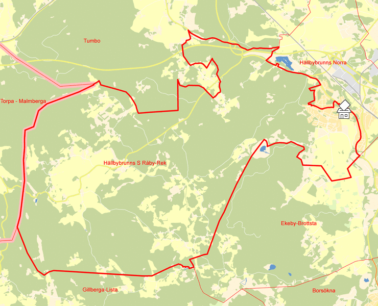 Karta över Hällbybrunns S Råby-Rek