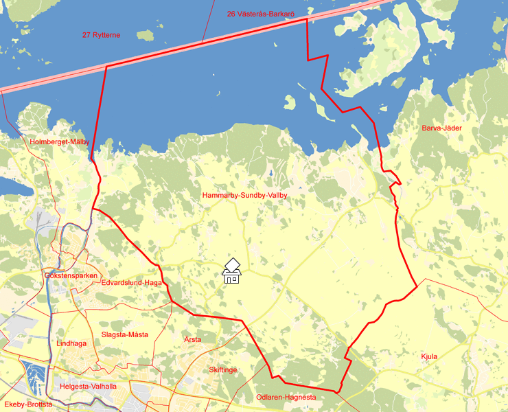 Karta över Hammarby-Sundby-Vallby