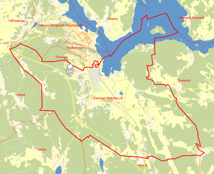 Karta över Dammen-Malmby-Löt