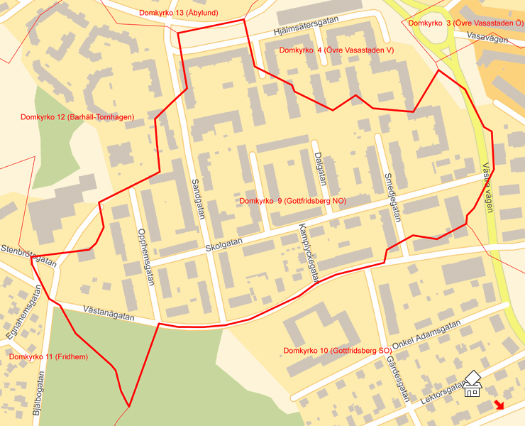 Karta över Domkyrko  9 (Gottfridsberg NO)