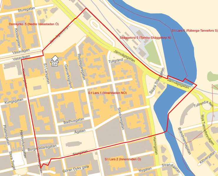 Karta över S:t Lars 1 (Innerstaden NO)