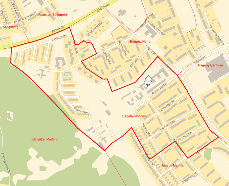 Karta över Hageby-Vrinnevi