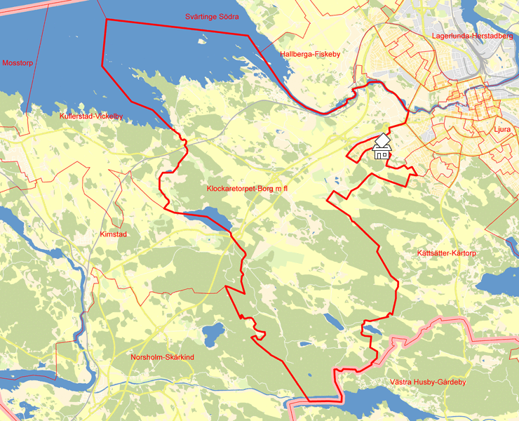 Karta över Klockaretorpet-Borg m fl