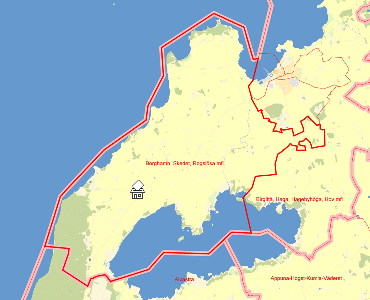Karta över Borghamn, Skedet, Rogslösa mfl