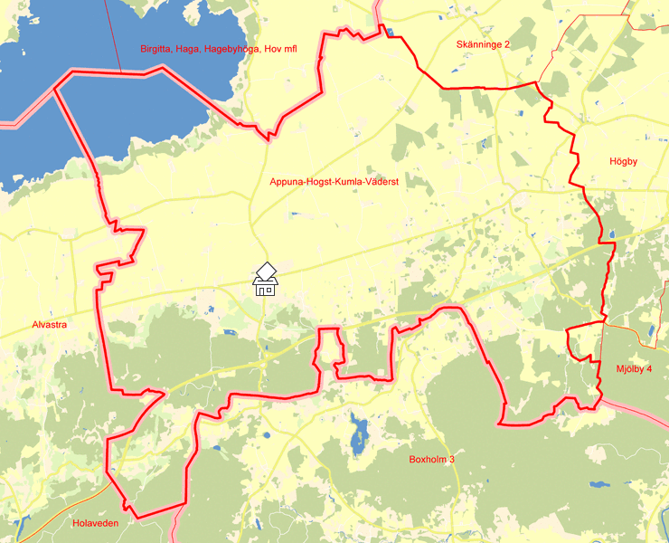 Karta över Appuna-Hogst-Kumla-Väderst