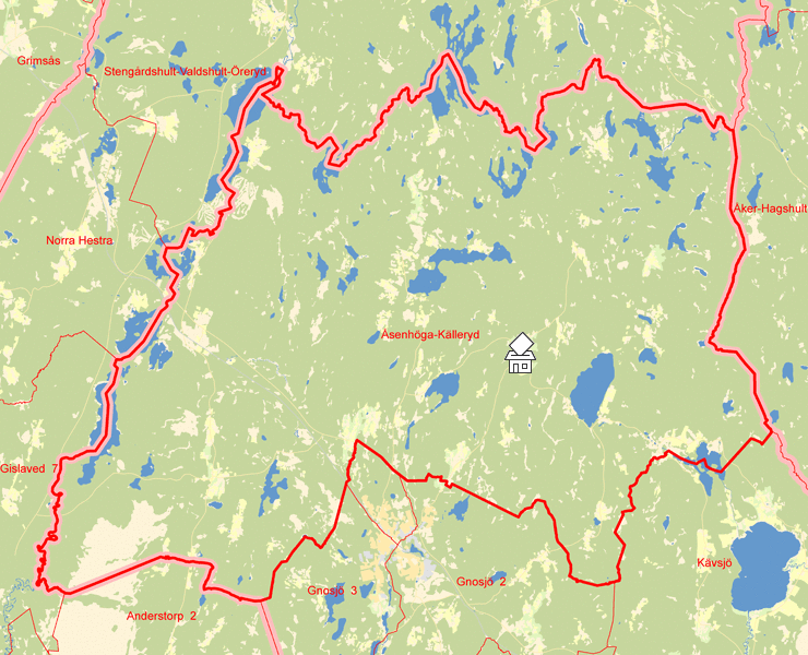 Karta över Åsenhöga-Källeryd