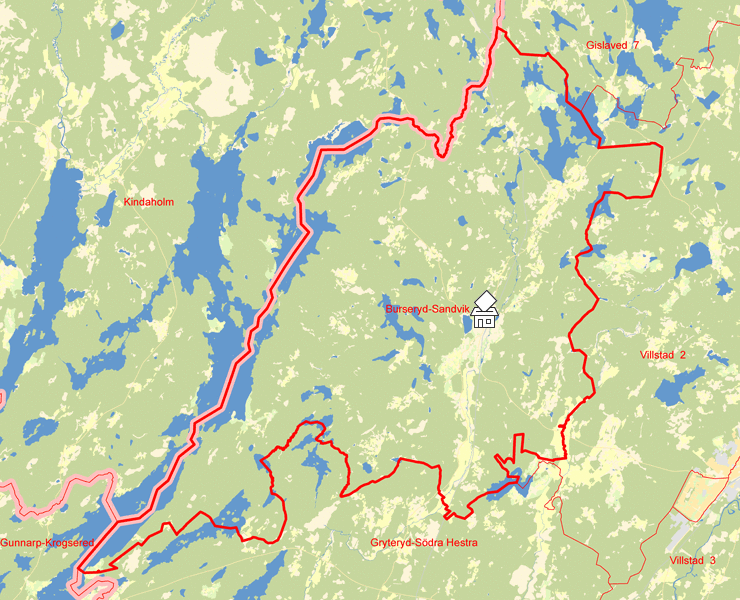 Karta över Burseryd-Sandvik