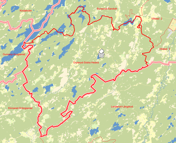 Karta över Gryteryd-Södra Hestra