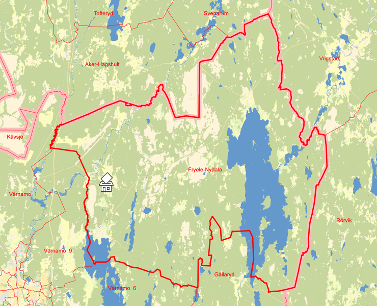 Karta över Fryele-Nydala