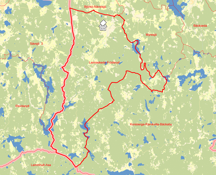Karta över Lannaskede-Fröderyd