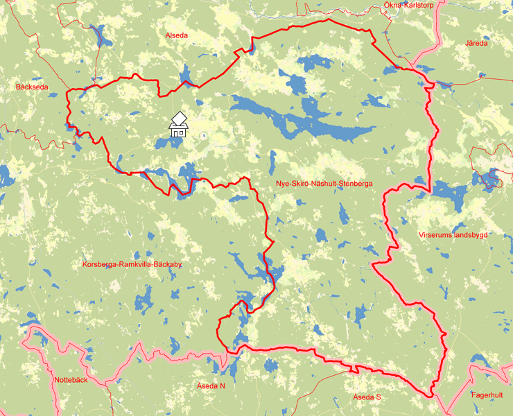 Karta över Nye-Skirö-Näshult-Stenberga