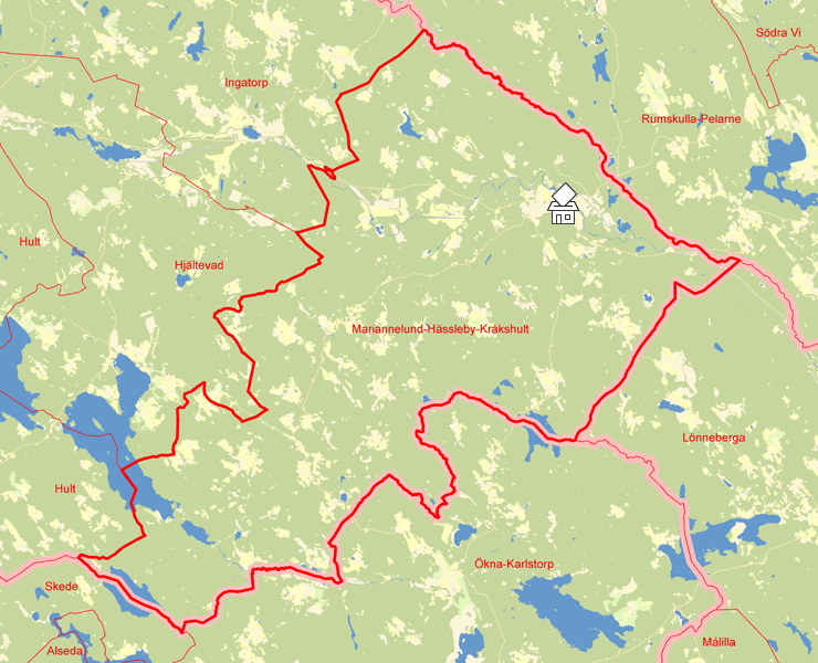 Karta över Mariannelund-Hässleby-Kråkshult