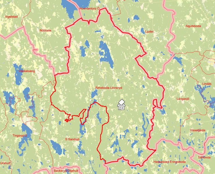Karta över Älmeboda-Linneryd