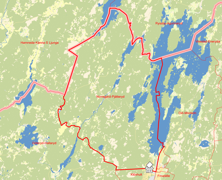 Karta över Norregård-Pjätteryd