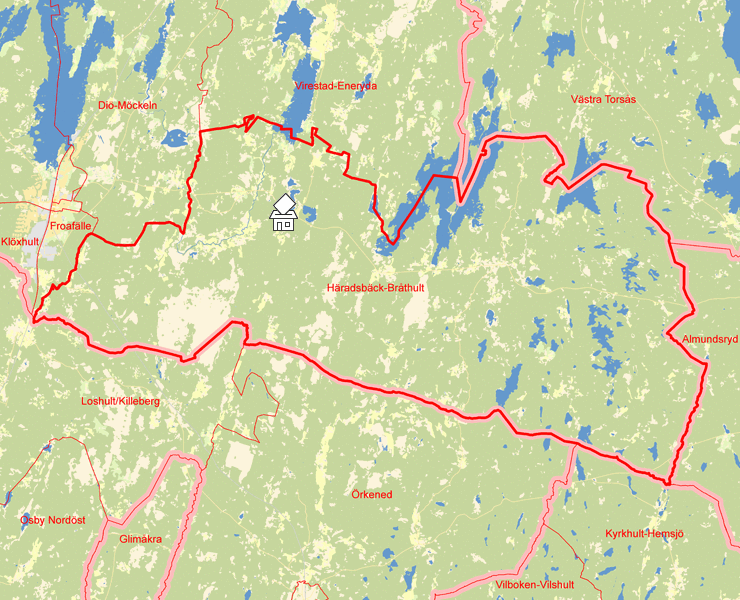 Karta över Häradsbäck-Bråthult