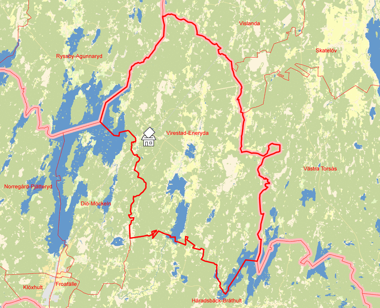 Karta över Virestad-Eneryda