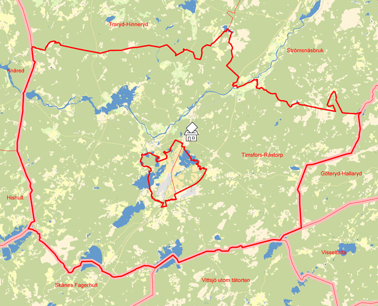 Karta över Timsfors-Råstorp