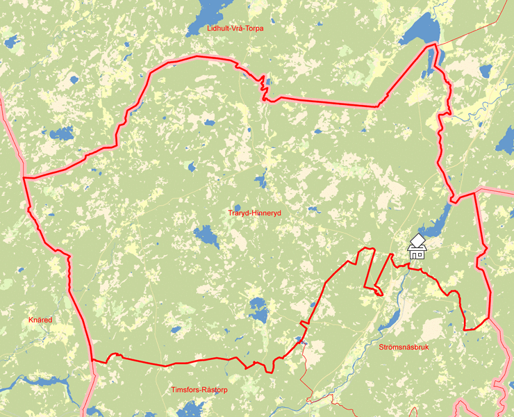 Karta över Traryd-Hinneryd