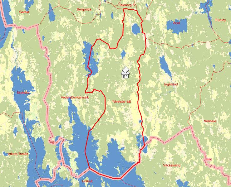 Karta över Tävelsås-Jät
