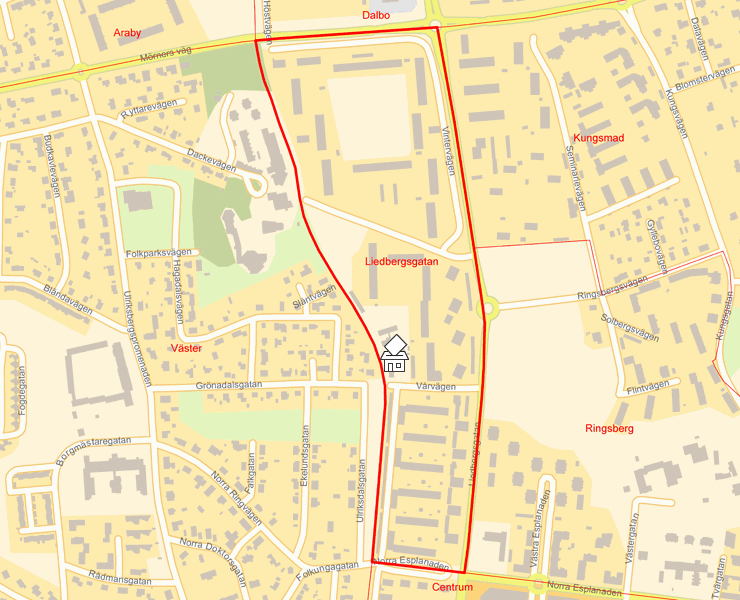 Karta över Liedbergsgatan