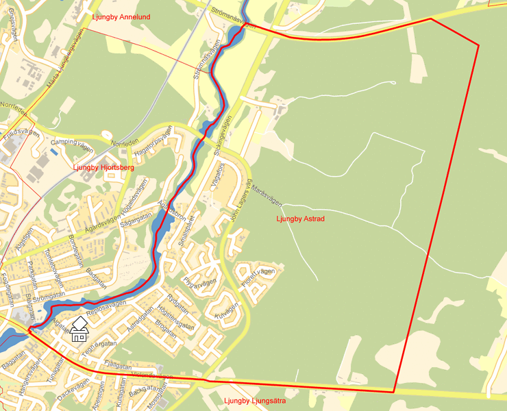 Karta över Ljungby Astrad