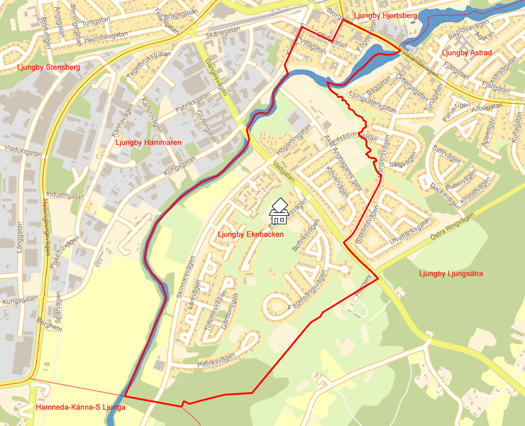 Karta över Ljungby Ekebacken