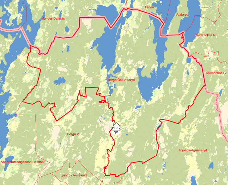 Karta över Berga Öst-Vittaryd