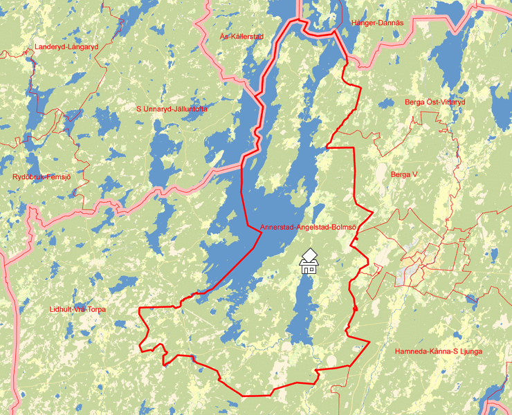 Karta över Annerstad-Angelstad-Bolmsö