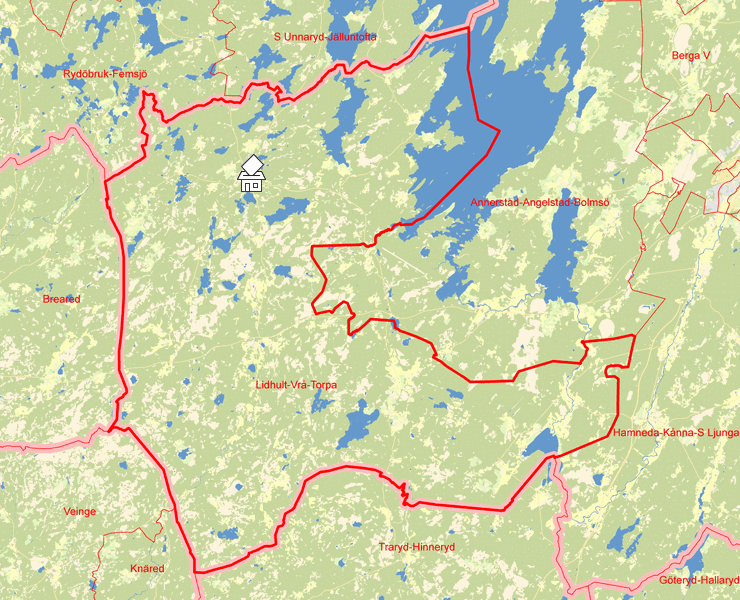 Karta över Lidhult-Vrå-Torpa