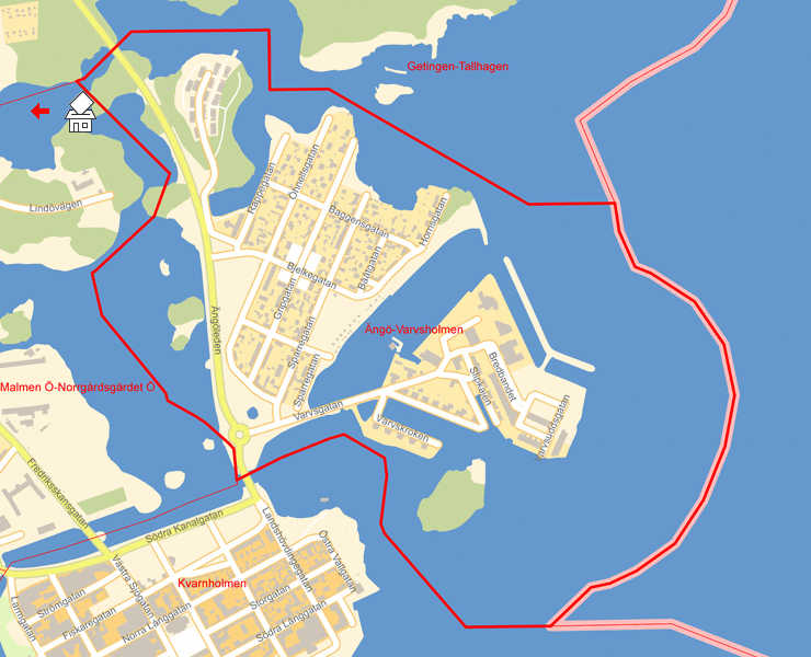 Karta över Ängö-Varvsholmen