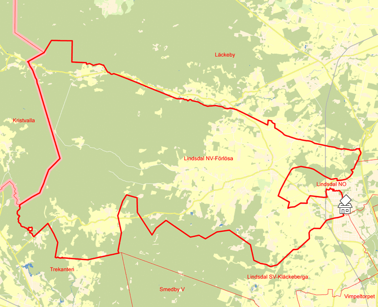 Karta över Lindsdal NV-Förlösa