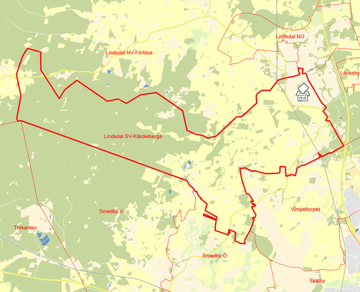 Karta över Lindsdal SV-Kläckeberga
