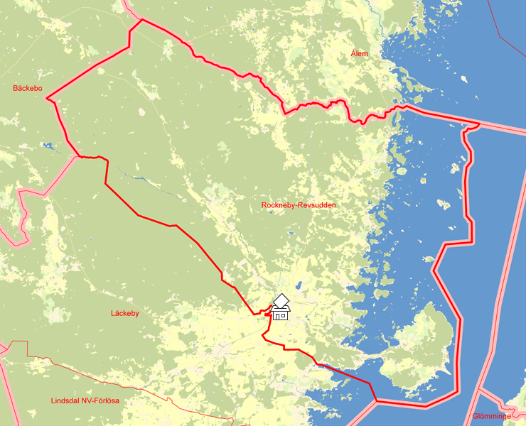 Karta över Rockneby-Revsudden