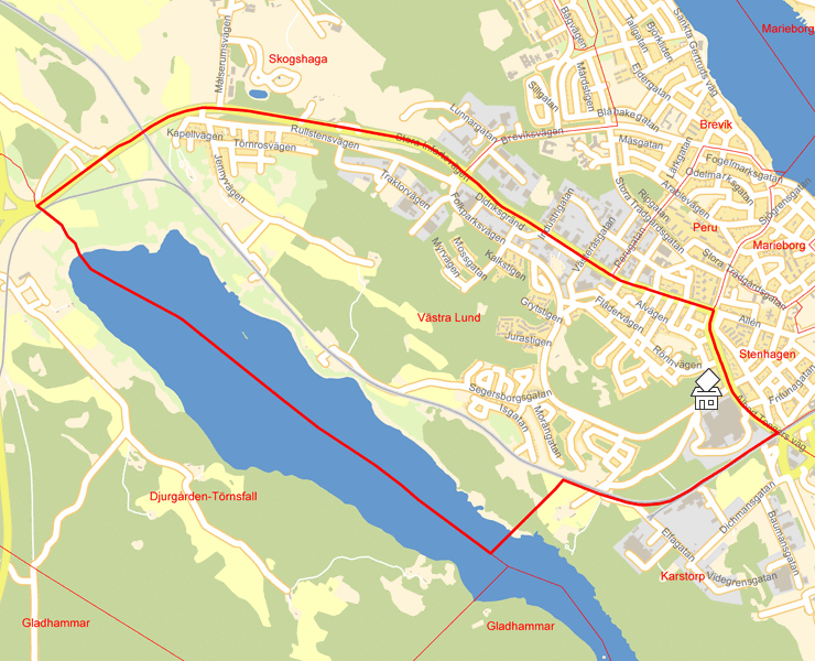 Karta över Västra Lund