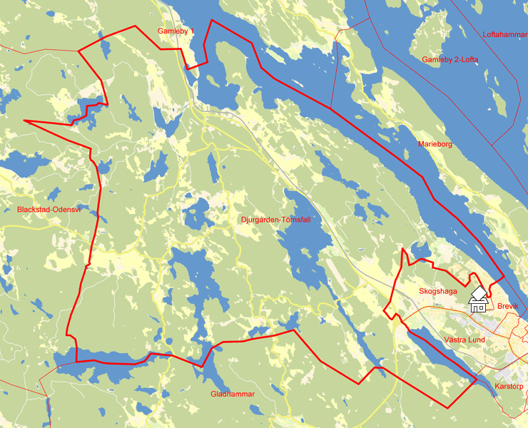 Karta över Djurgården-Törnsfall