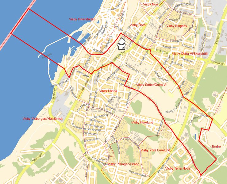 Karta över Visby Söder/Östra Vi