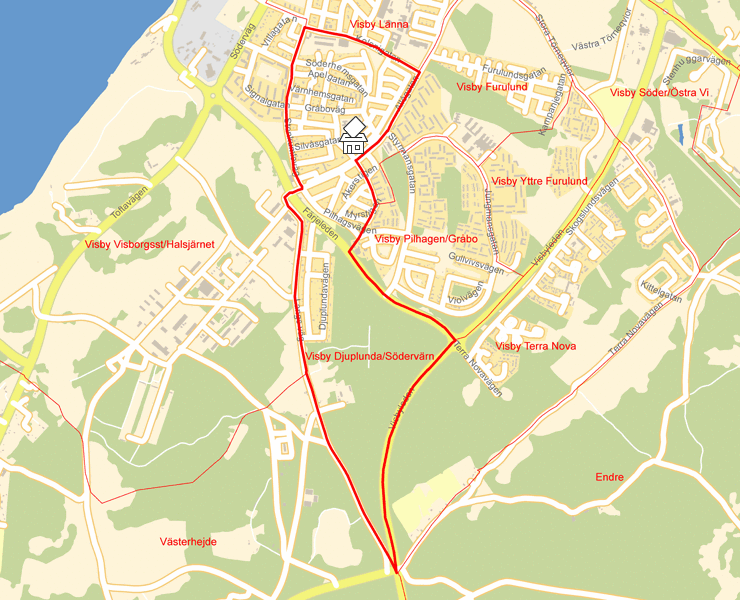 Karta över Visby Djuplunda/Södervärn