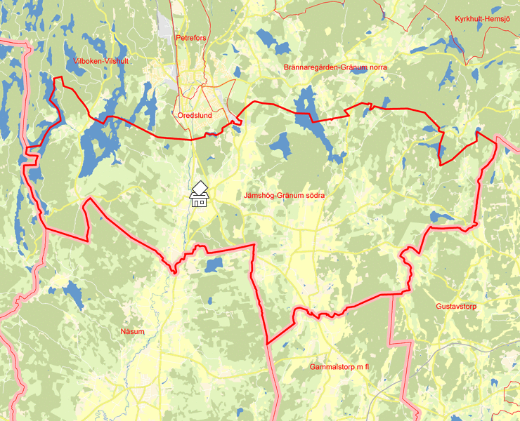 Karta över Jämshög-Gränum södra