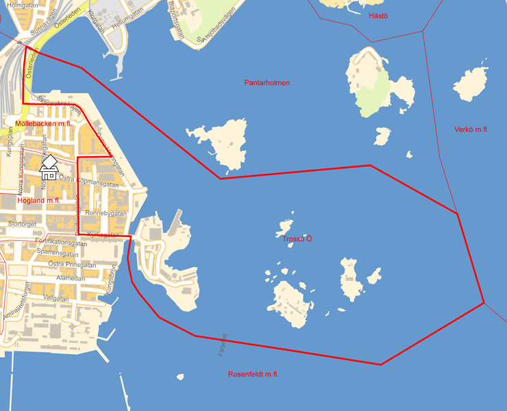 Karta över Trossö Ö