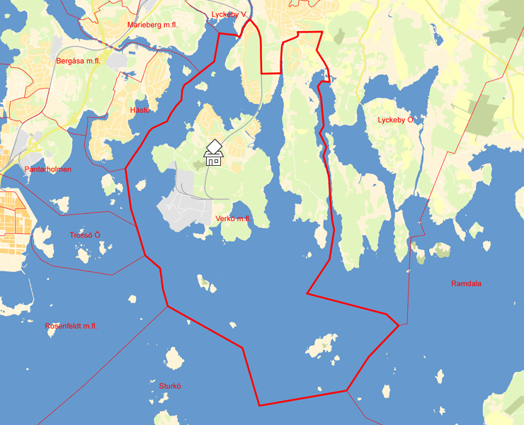 Karta över Verkö m.fl.
