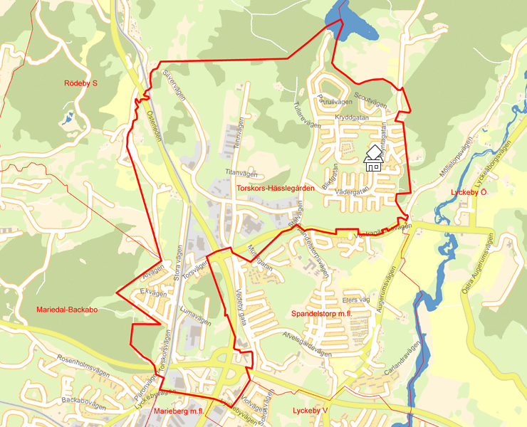 Karta över Torskors-Hässlegården