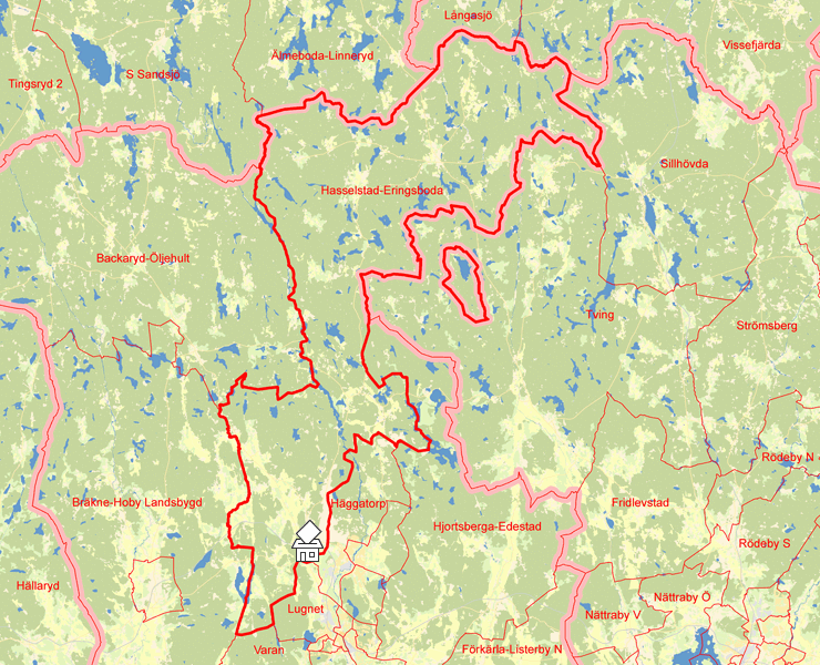 Karta över Hasselstad-Eringsboda
