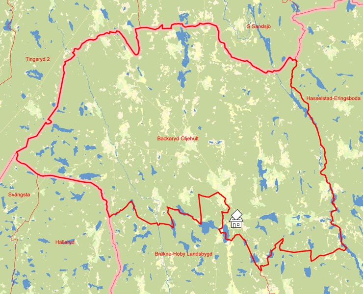 Karta över Backaryd-Öljehult