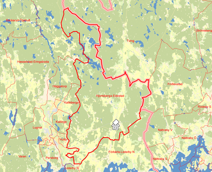 Karta över Hjortsberga-Edestad