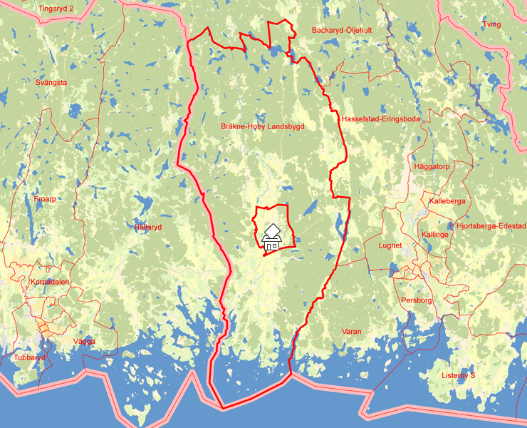 Karta över Bräkne-Hoby Landsbygd