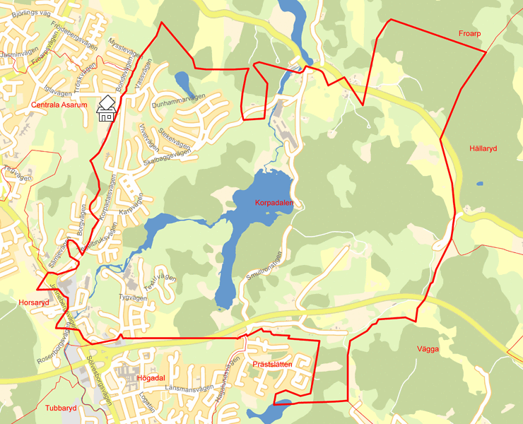 Karta över Korpadalen
