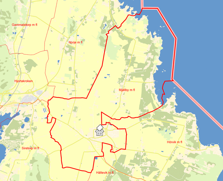 Karta över Mjällby m fl