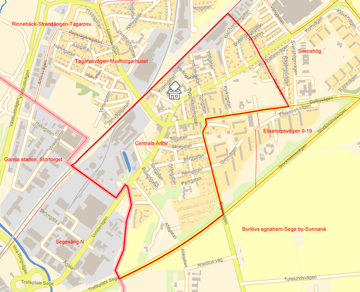 Karta över Centrala Arlöv